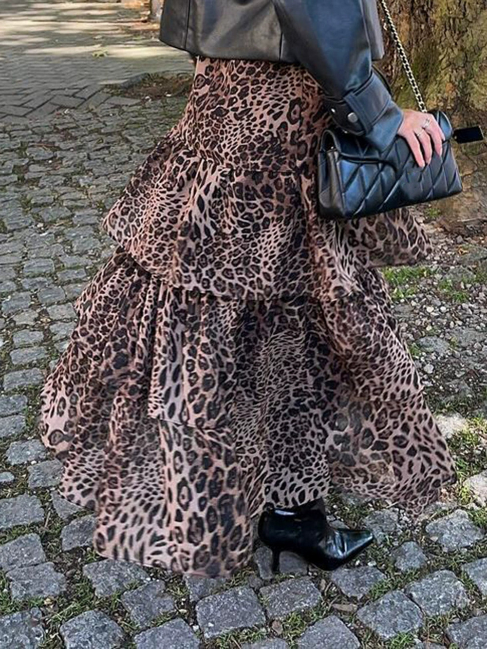 Zara Kaikuo Leopard Print Cake Long Skirt Autumn Winter - Picture 4 of 6